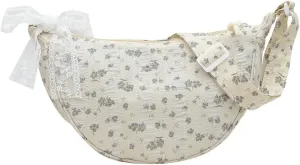 Floral Crossbody Bag for Women Cute Dumpling Shoulder Purse Small Totes Handbag Top Handle Satchel