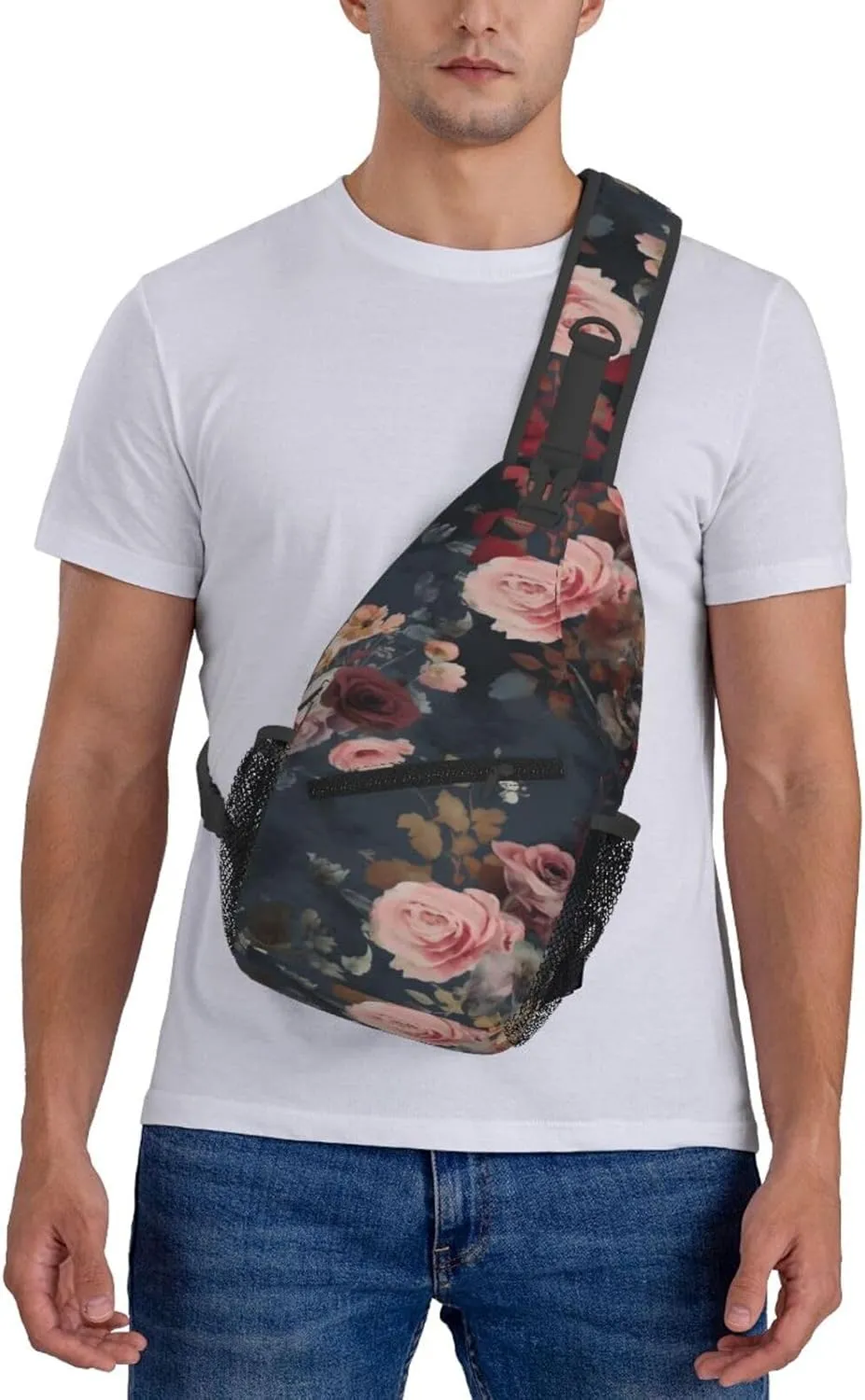 Floral Crossbody Chest Bags for Women, Small Crossbody Shoulder Bag Sling Bag Travel Hiking Daypack