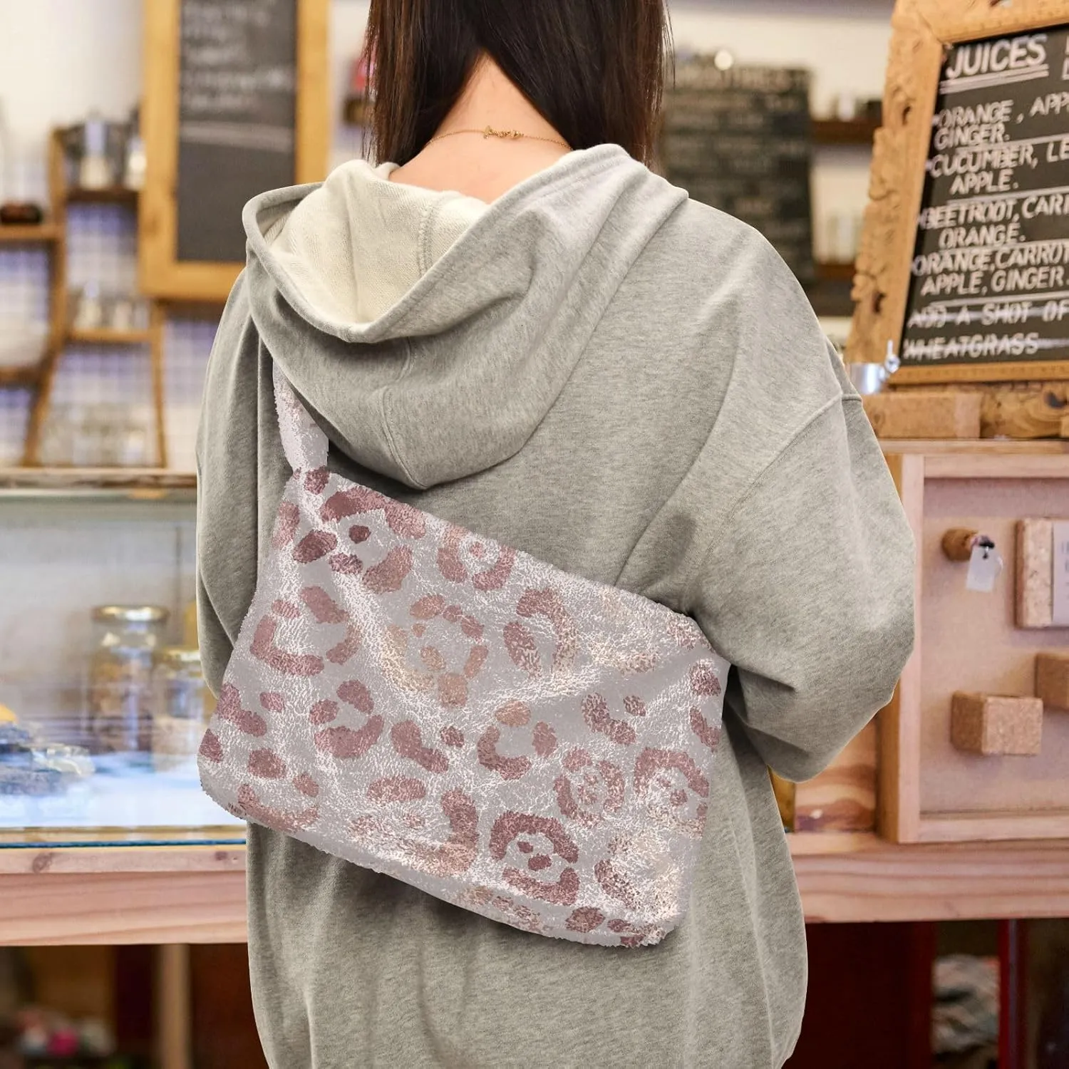 Floral Flower Texture Women's Shoulder Bag, Tote Shoulder Bag with Zipper, Shoulder Handbag Women