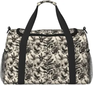 Floral Herbs Botanical Pattern Print Weekender Bag Large Capacity Hand Travel Bag Carry On Tote Airplane Travel Tote