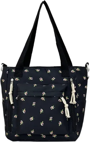 Floral Messenger Bag Nylon Cute Casual Crossbody Bag Chic Hobo Tote Shoulder Bag Travel Daypacks