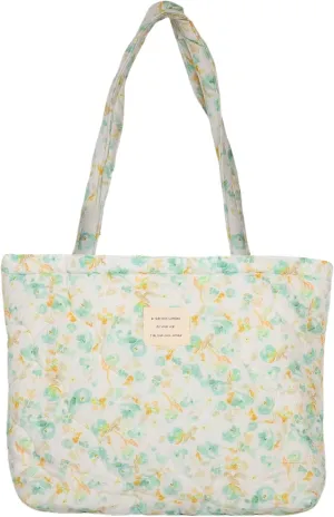 Floral Quilted Cotton Shoulder Bag for Women Medium Size Handbag Large Capacity Thickened Design Tote
