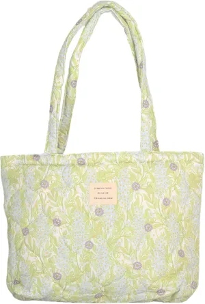 Floral Quilted Cotton Shoulder Bag for Women Medium Size Handbag Large Capacity Thickened Design Tote