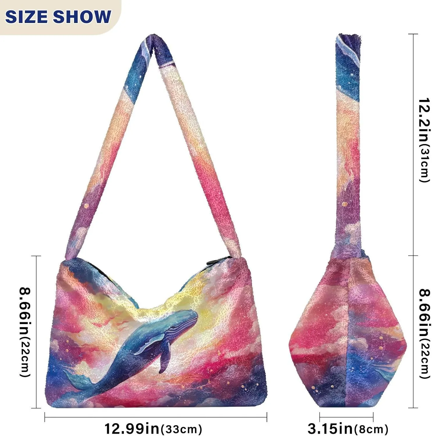 Floral Roses Watercolor Women Shoulder Bag, Book Tote Bag, Autumn Handbags