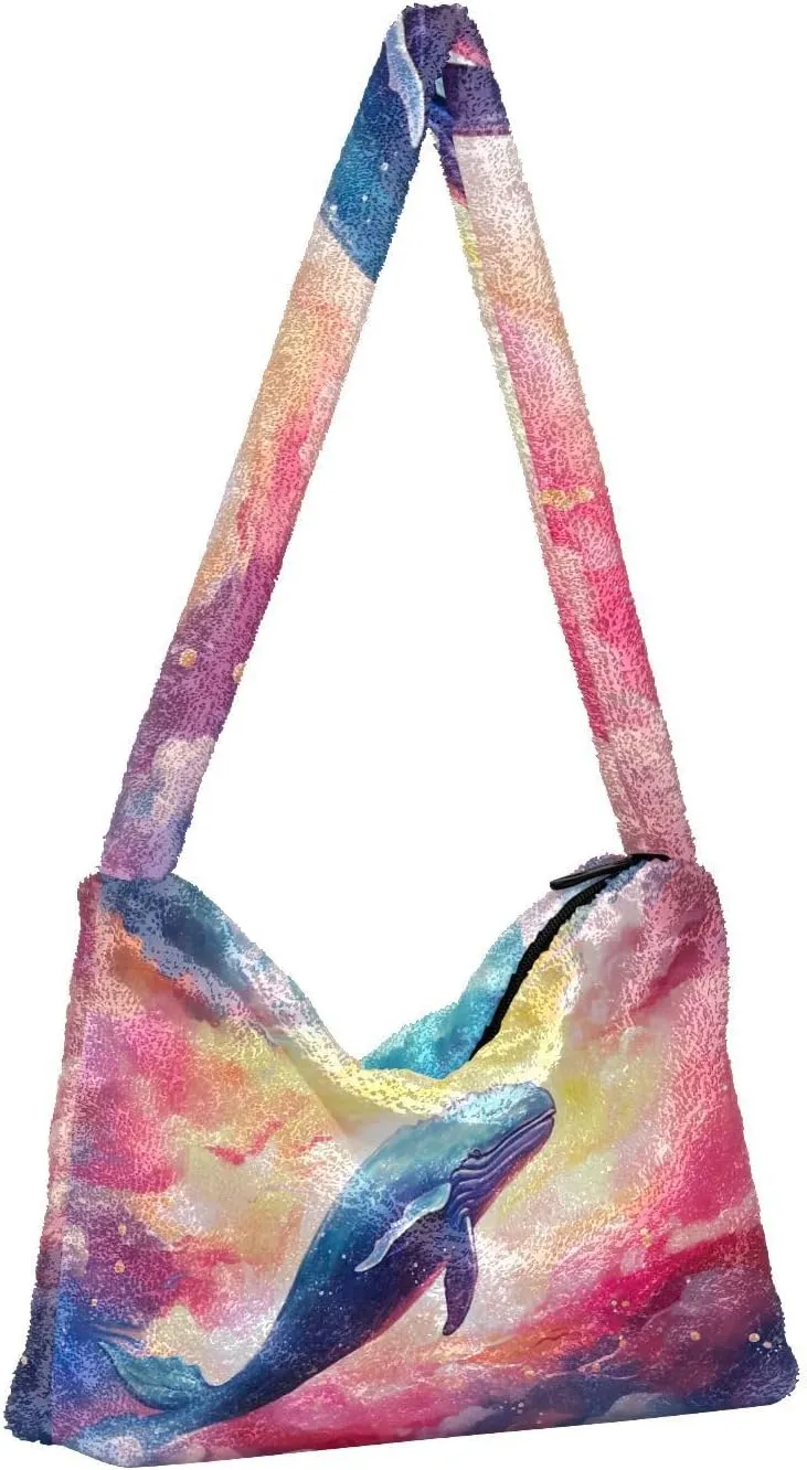 Floral Roses Watercolor Women Shoulder Bag, Book Tote Bag, Autumn Handbags