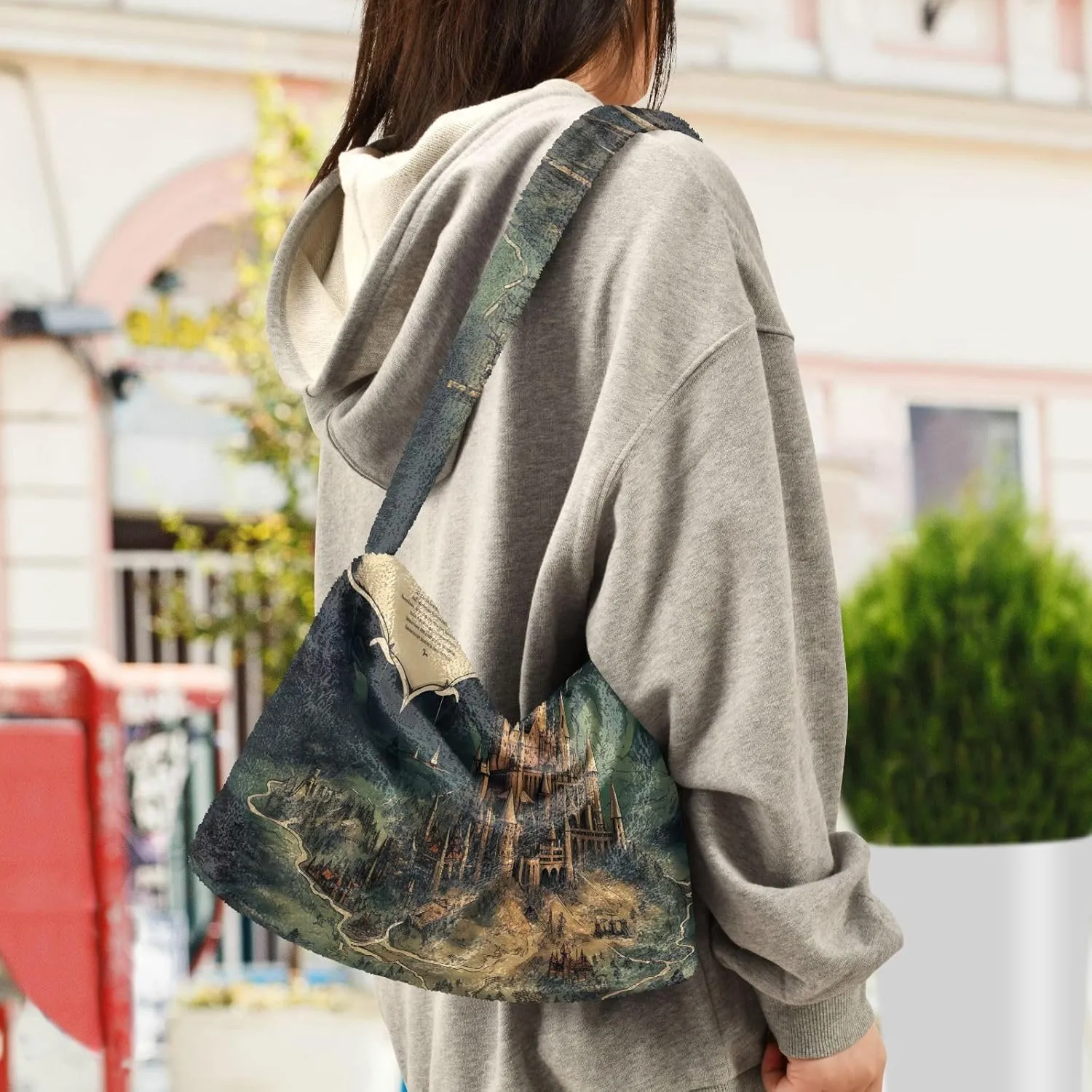 Floral Roses Watercolor Women Shoulder Bag, Book Tote Bag, Autumn Handbags