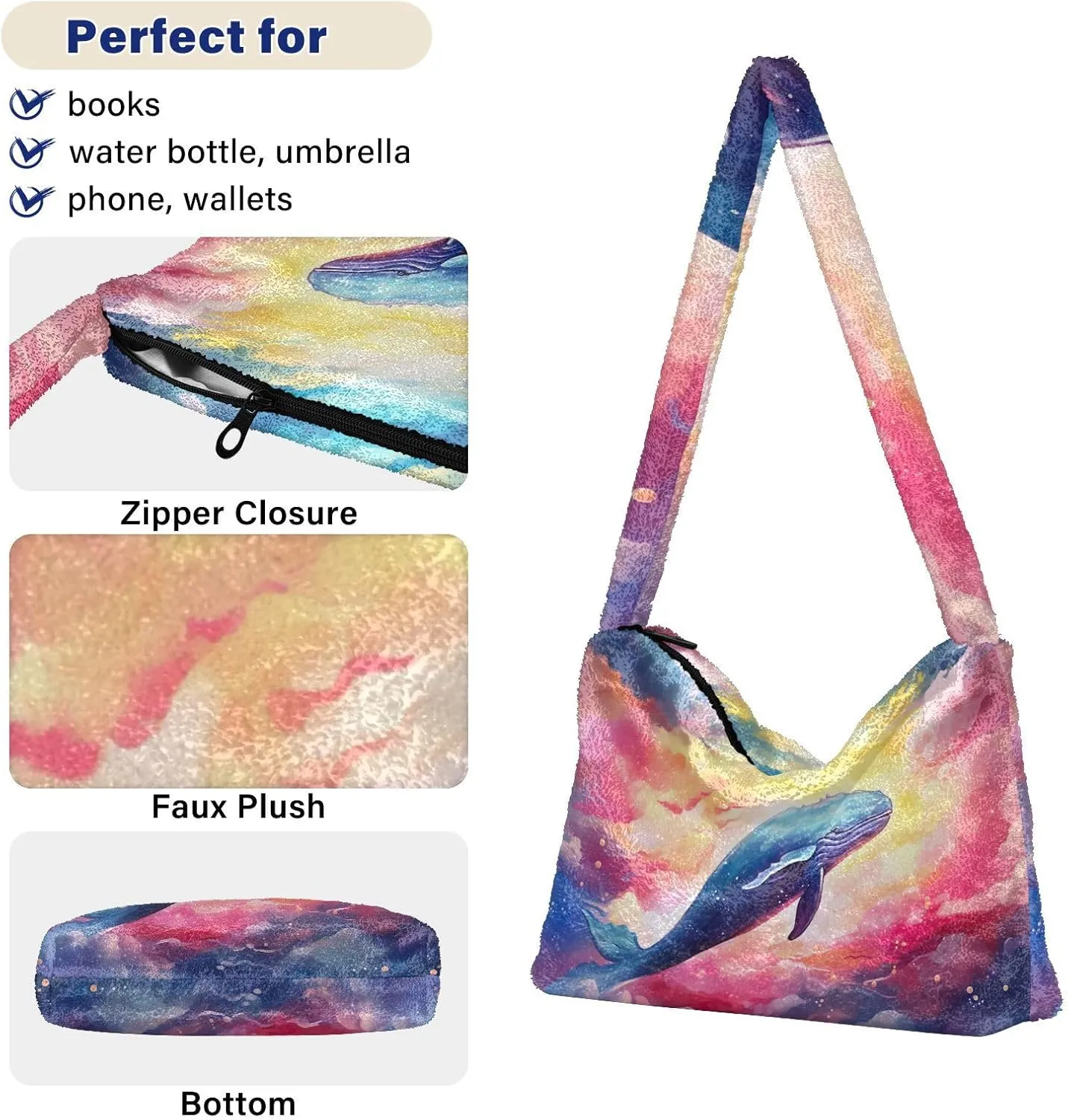 Floral Roses Watercolor Women Shoulder Bag, Book Tote Bag, Autumn Handbags