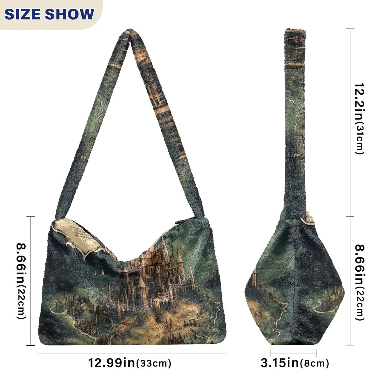 Floral Roses Watercolor Women Shoulder Bag, Book Tote Bag, Autumn Handbags
