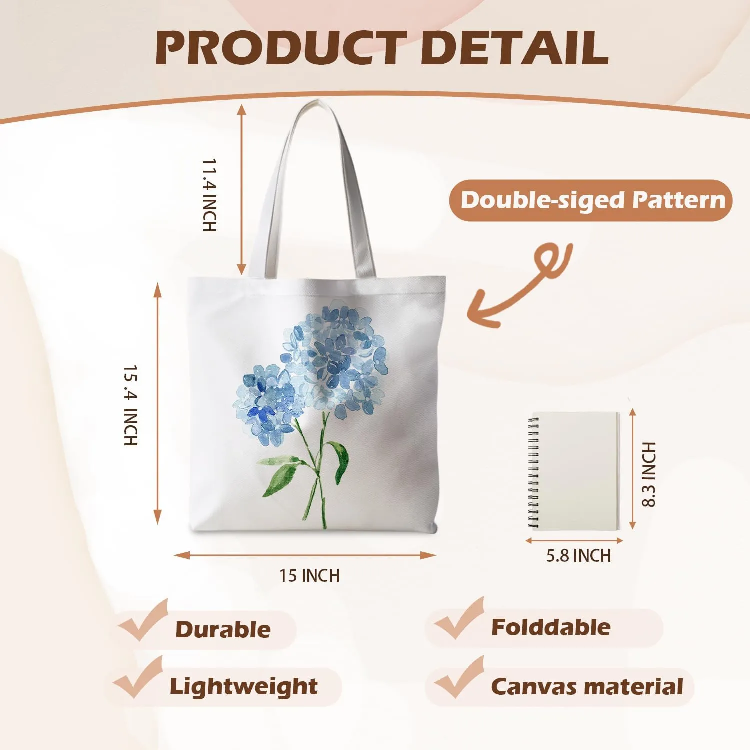 Floral Tote Bag, Floral Bag for Women, Reusable Grocery Bags Shopping Bags