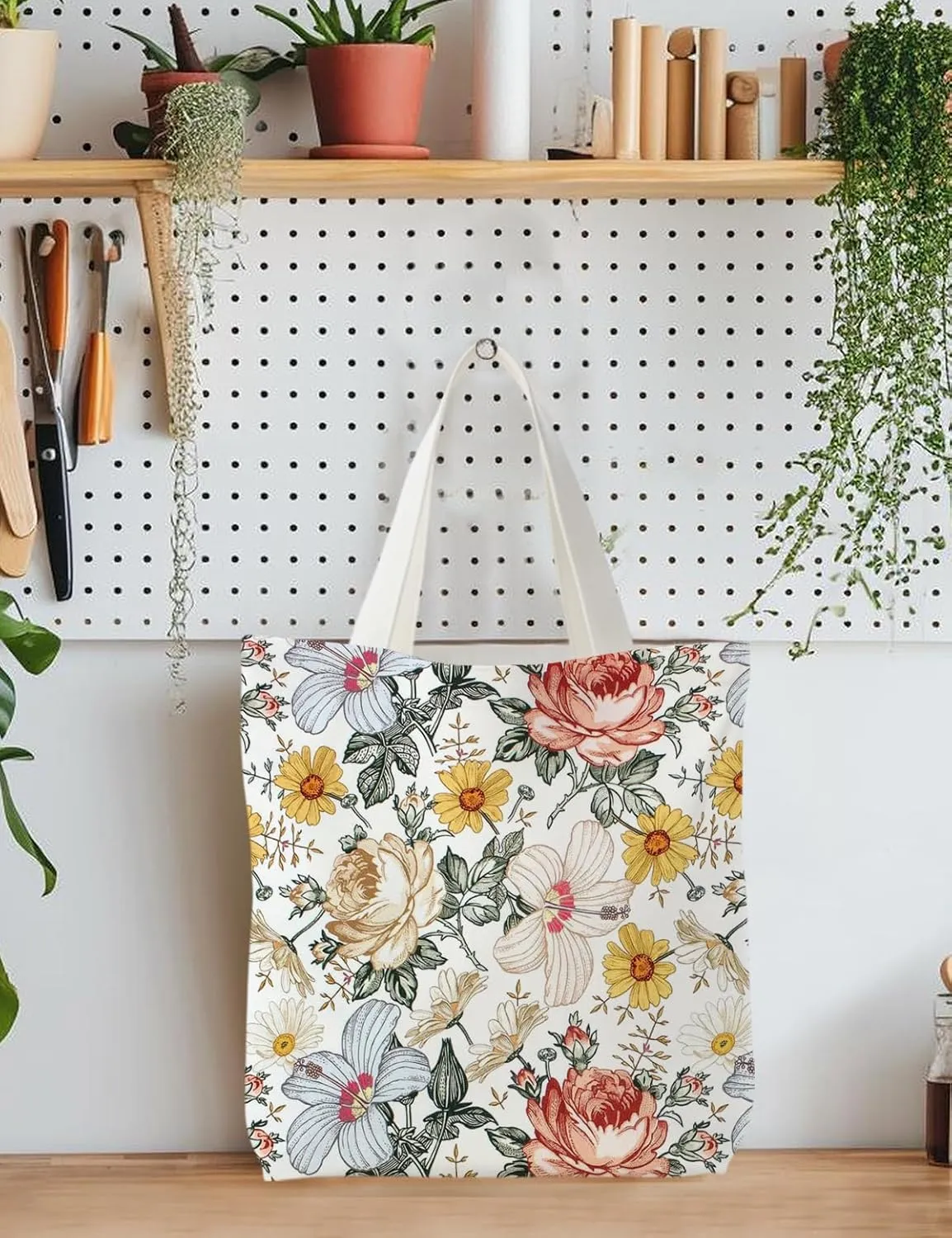 Floral Tote Bag, Floral Canvas Tote Bags for Women, Floral Gifts