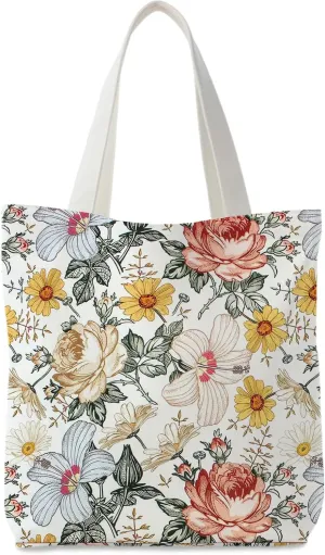 Floral Tote Bag, Floral Canvas Tote Bags for Women, Floral Gifts