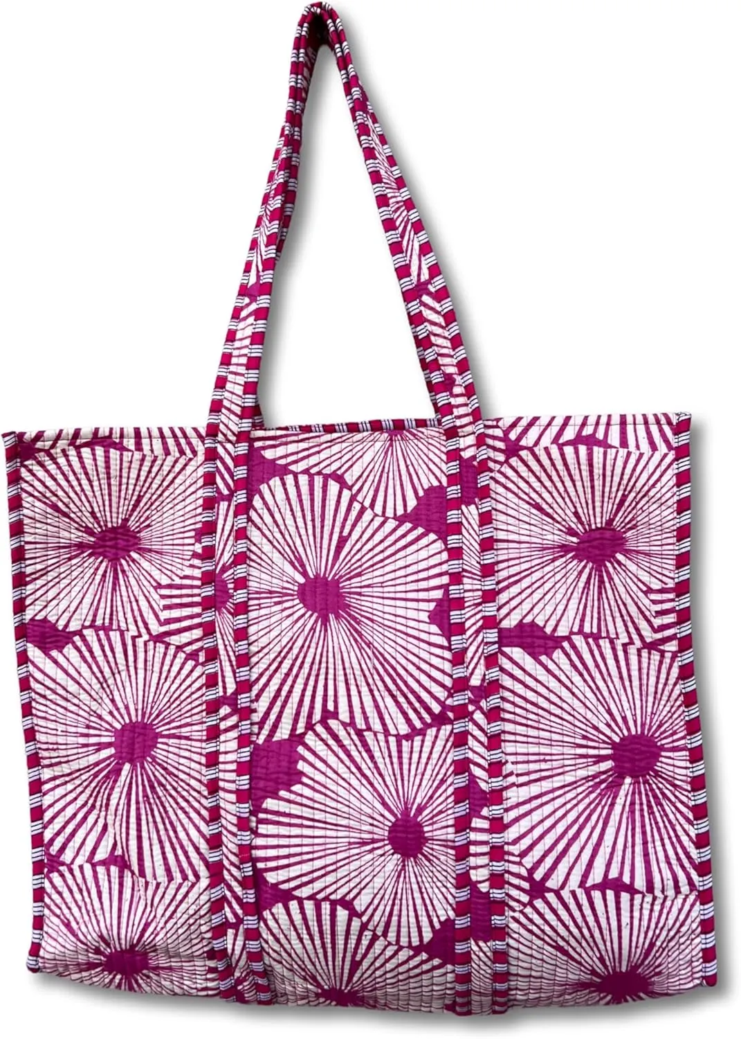 Flower Print Cotton Tote Bag Handmade Boho Bag Market Bag Women Cotton Quilted Tote Bag Traveling Bag Handle Bag