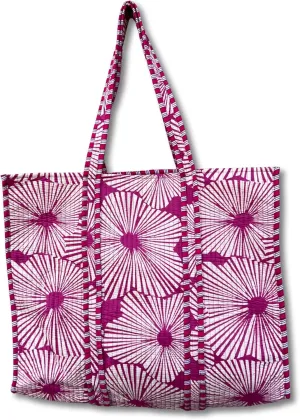 Flower Print Cotton Tote Bag Handmade Boho Bag Market Bag Women Cotton Quilted Tote Bag Traveling Bag Handle Bag