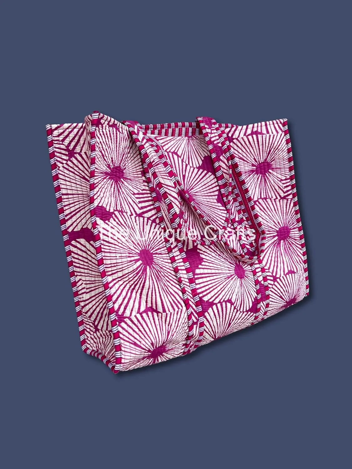 Flower Print Cotton Tote Bag Handmade Boho Bag Market Bag Women Cotton Quilted Tote Bag Traveling Bag Handle Bag
