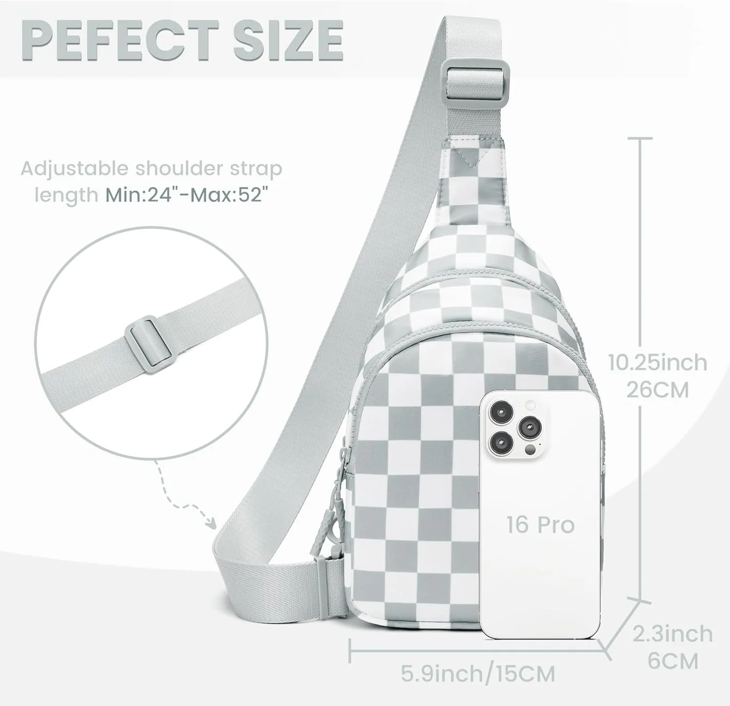 FODOKO Sling Crossbody Bag Main Compartment, Zippered Front Pockets, Adjustable Shoulder Strap, WaterResistant Lightweight