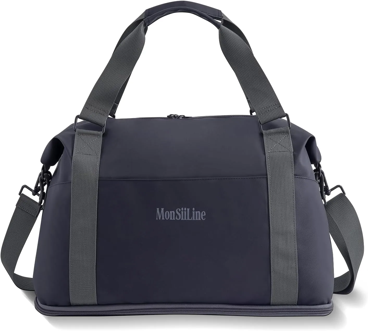 Foldie Travel Bag Expandable, Gym Bag with Shoe Compartment, Workout Bags for Gym with Straps Personal Item Travel Bag for Weekender Overnight, Duffel Bags for Traveling(Black)