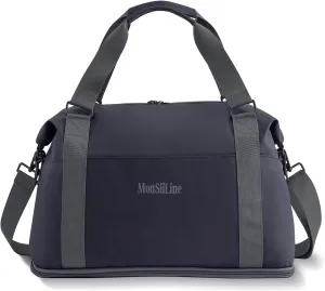 Foldie Travel Bag Expandable, Gym Bag with Shoe Compartment, Workout Bags for Gym with Straps Personal Item Travel Bag for Weekender Overnight, Duffel Bags for Traveling(Black)
