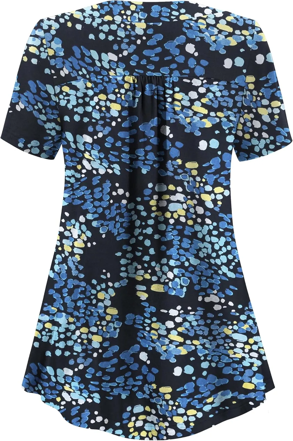 FOLUNSI Women’s Plus Size Short Sleeve Henley Shirt V Neck Floral Blouses Tunic Tops M-4XL