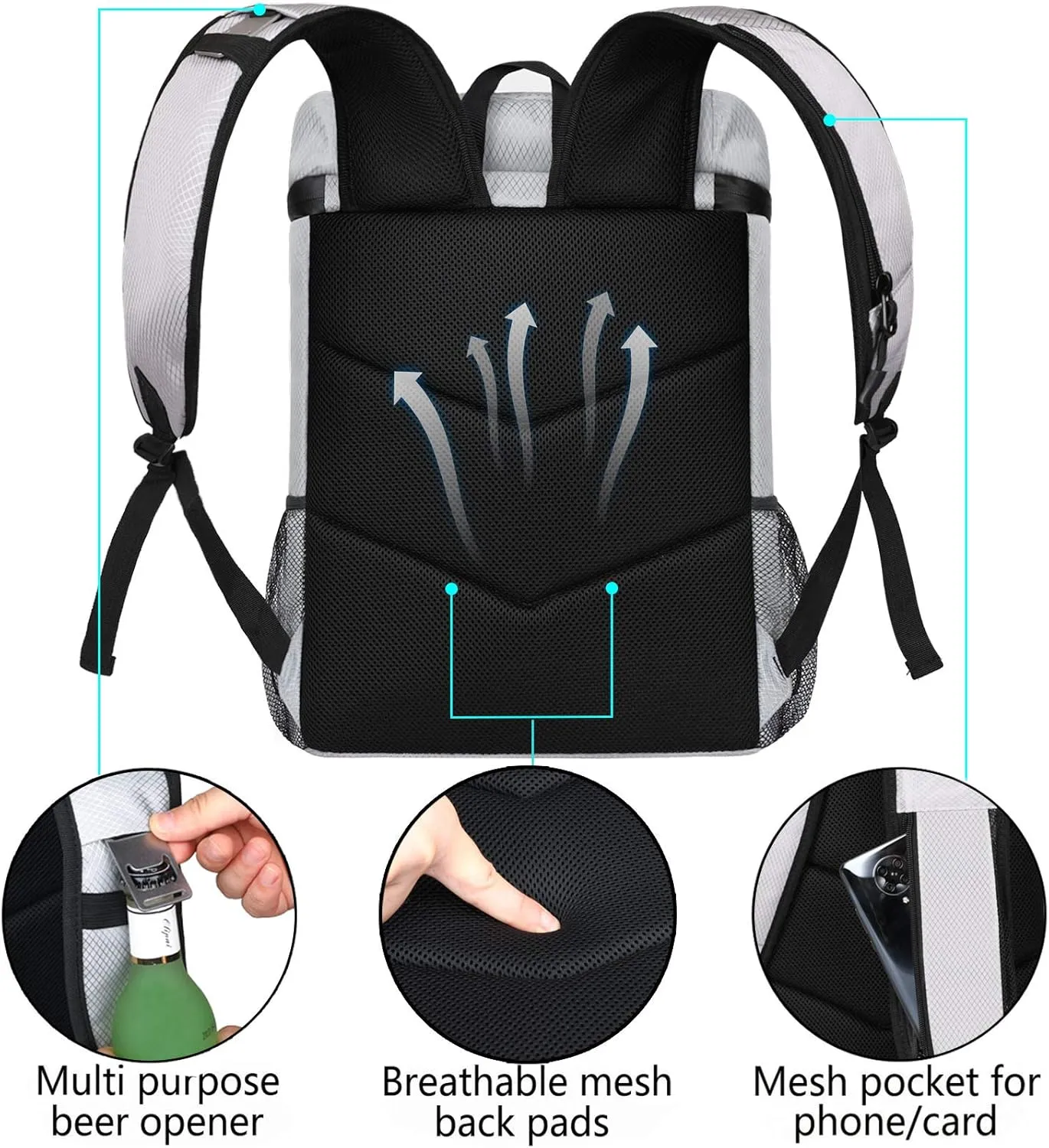 FORICH Soft Cooler Backpack Insulated Waterproof Backpack Cooler Bag Leak Proof Portable Small Cooler Backpacks to Work Lunch Travel Beach Camping Hiking Picnic Fishing Beer for Men Women