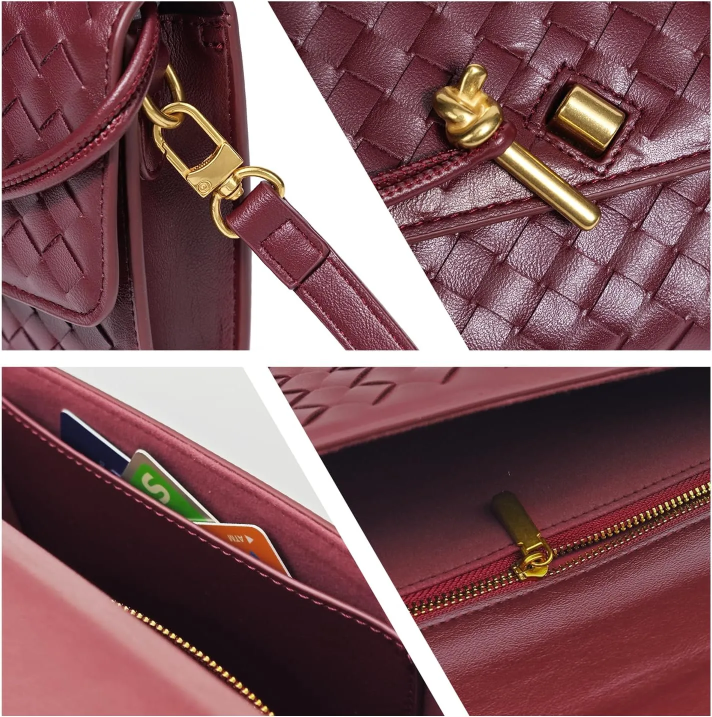 Formal Clutch Purses for Women Evening Woven Leather Large Clutch for Weddings & Parties | Convertible Shoulder Bag