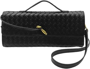 Formal Clutch Purses for Women Evening Woven Leather Large Clutch for Weddings & Parties | Convertible Shoulder Bag