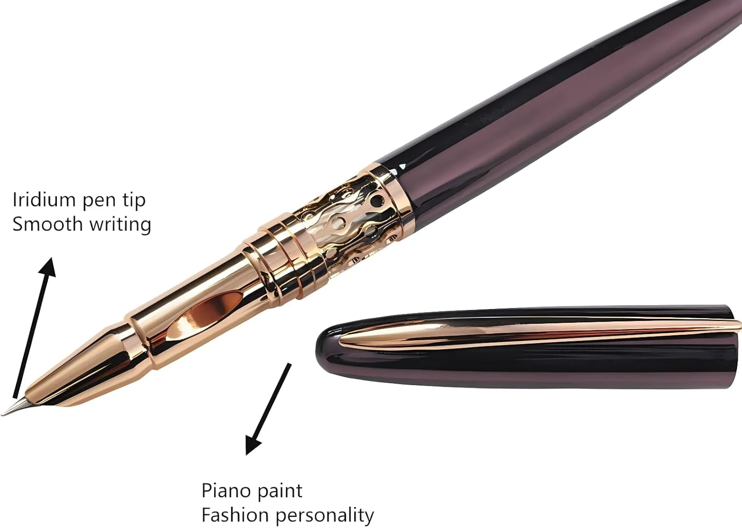 fountain pens for writing, retractable metal fountain pen, fine nib, with refillable converter and 2 black ink bags, preferred gifts for men and women (Grey)
