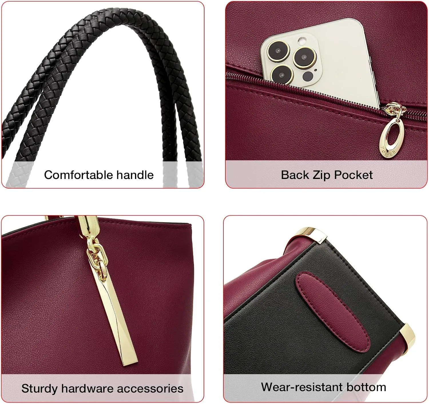 FOXLOVER Large Capacity Tote Handbags for Women, Women's Top-handle Bags Fashion Shoulder Bags Purses Minimalist design