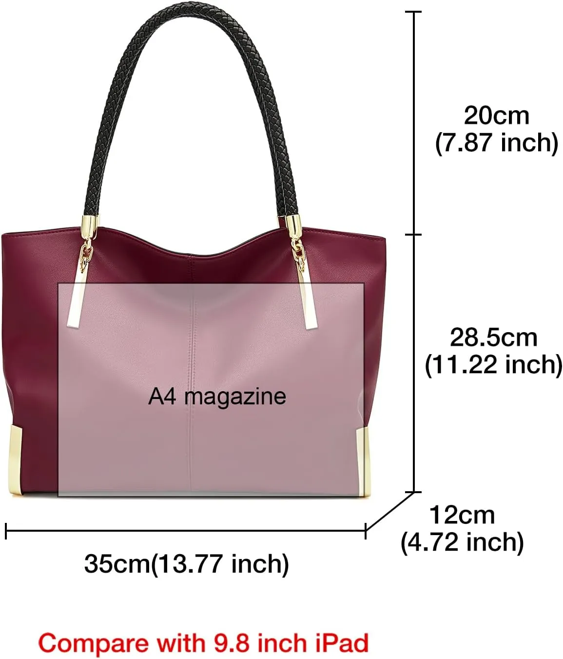 FOXLOVER Large Capacity Tote Handbags for Women, Women's Top-handle Bags Fashion Shoulder Bags Purses Minimalist design