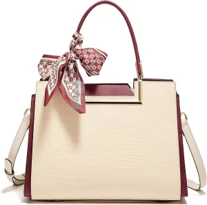 FOXLOVER Leather Satchel Handbags for Women Tote Shoulder Bag vintage Crossbody Bag Purse Top Handle bag with Embroidery