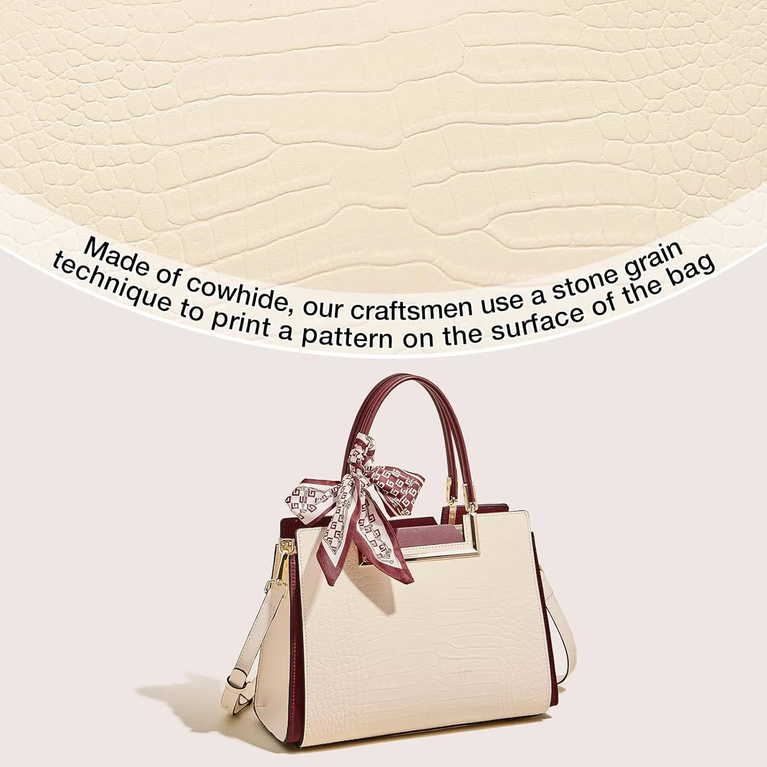 FOXLOVER Leather Satchel Handbags for Women Tote Shoulder Bag vintage Crossbody Bag Purse Top Handle bag with Embroidery