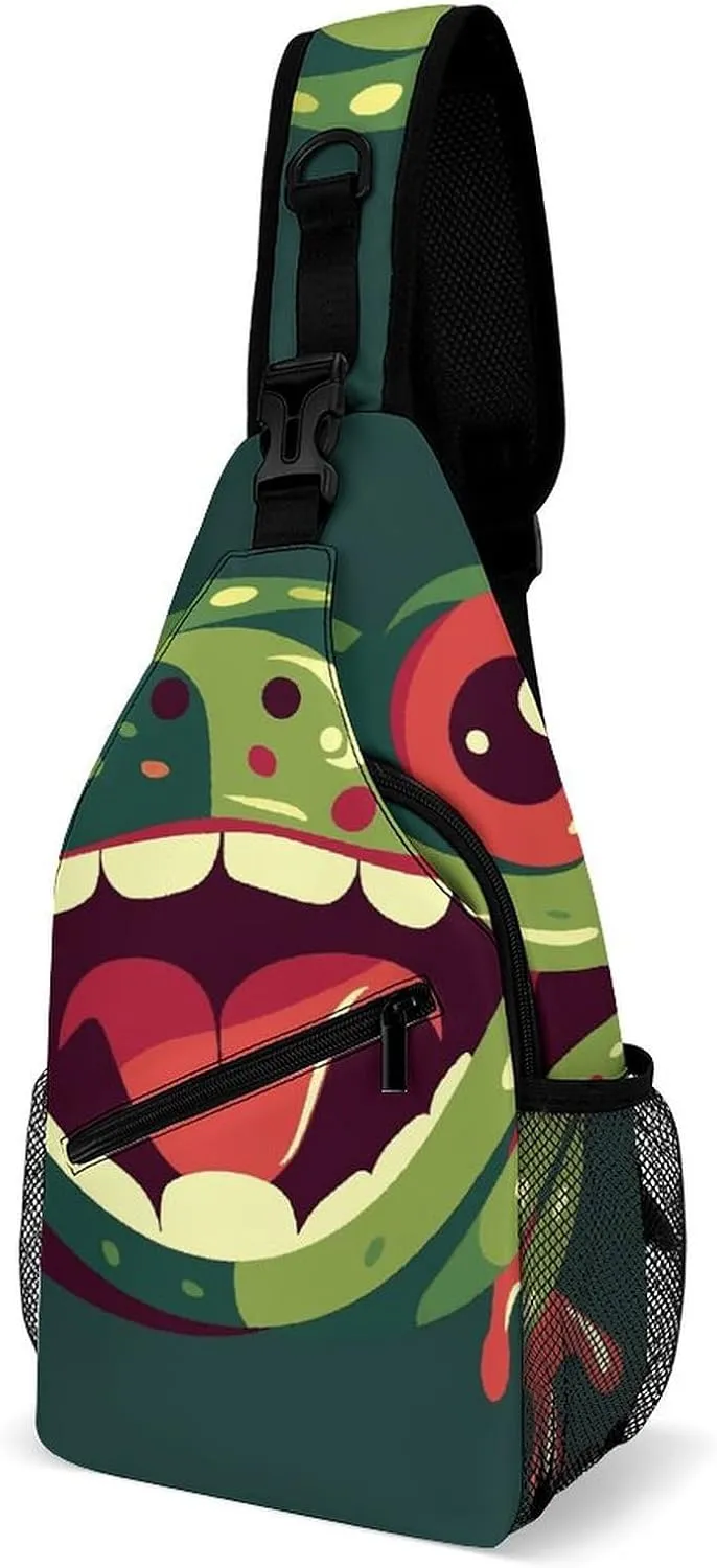 Frog with Mouth Open Crossbody Sling Bag for Women Men Sling Backpack Travel Chest Bag Pack Man Purse Shoulder Bags Daypack for Travel Hiking Cycling