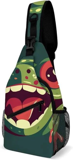 Frog with Mouth Open Crossbody Sling Bag for Women Men Sling Backpack Travel Chest Bag Pack Man Purse Shoulder Bags Daypack for Travel Hiking Cycling