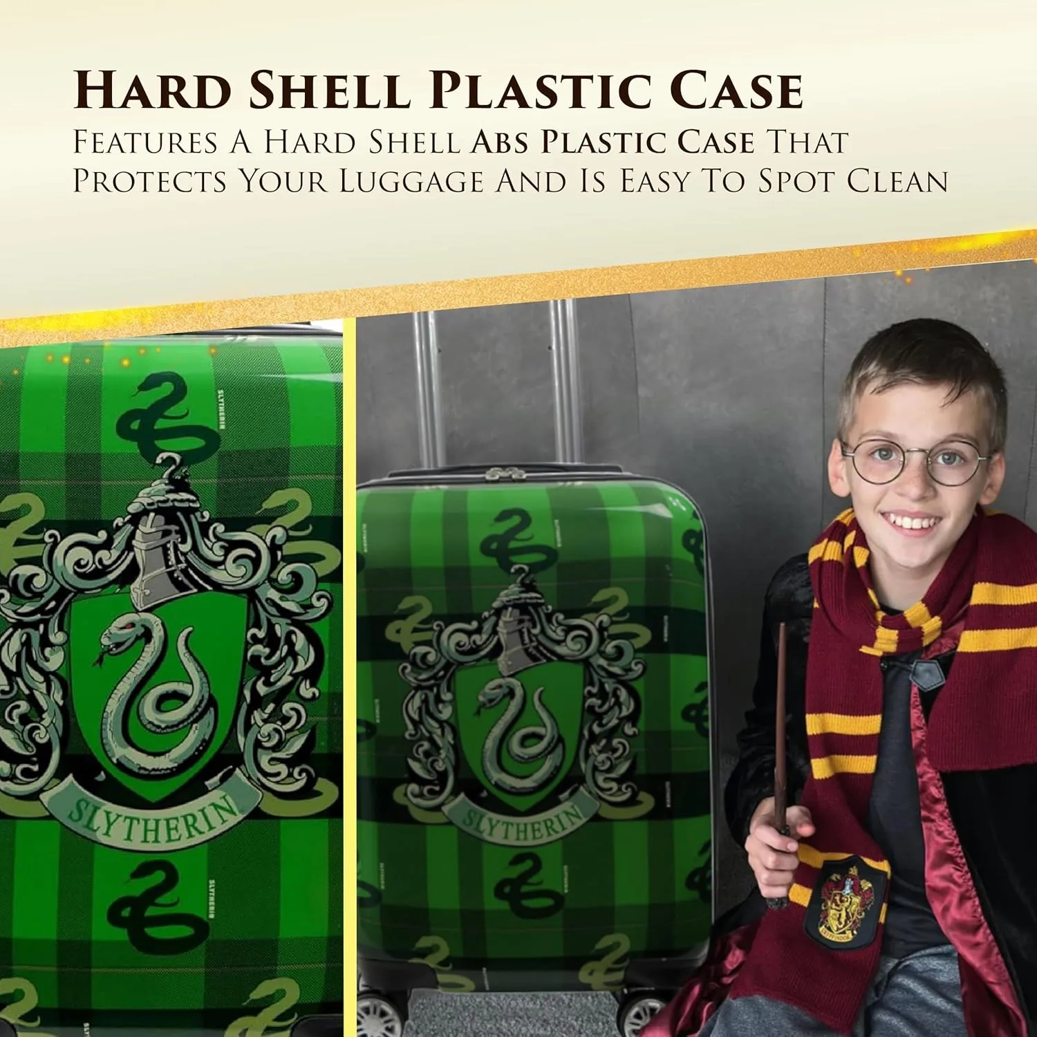 FUL Harry Potter 22 Inch Carry On Luggage, Hardshell Rolling Suitcase with Spinner Wheels, Slytherin