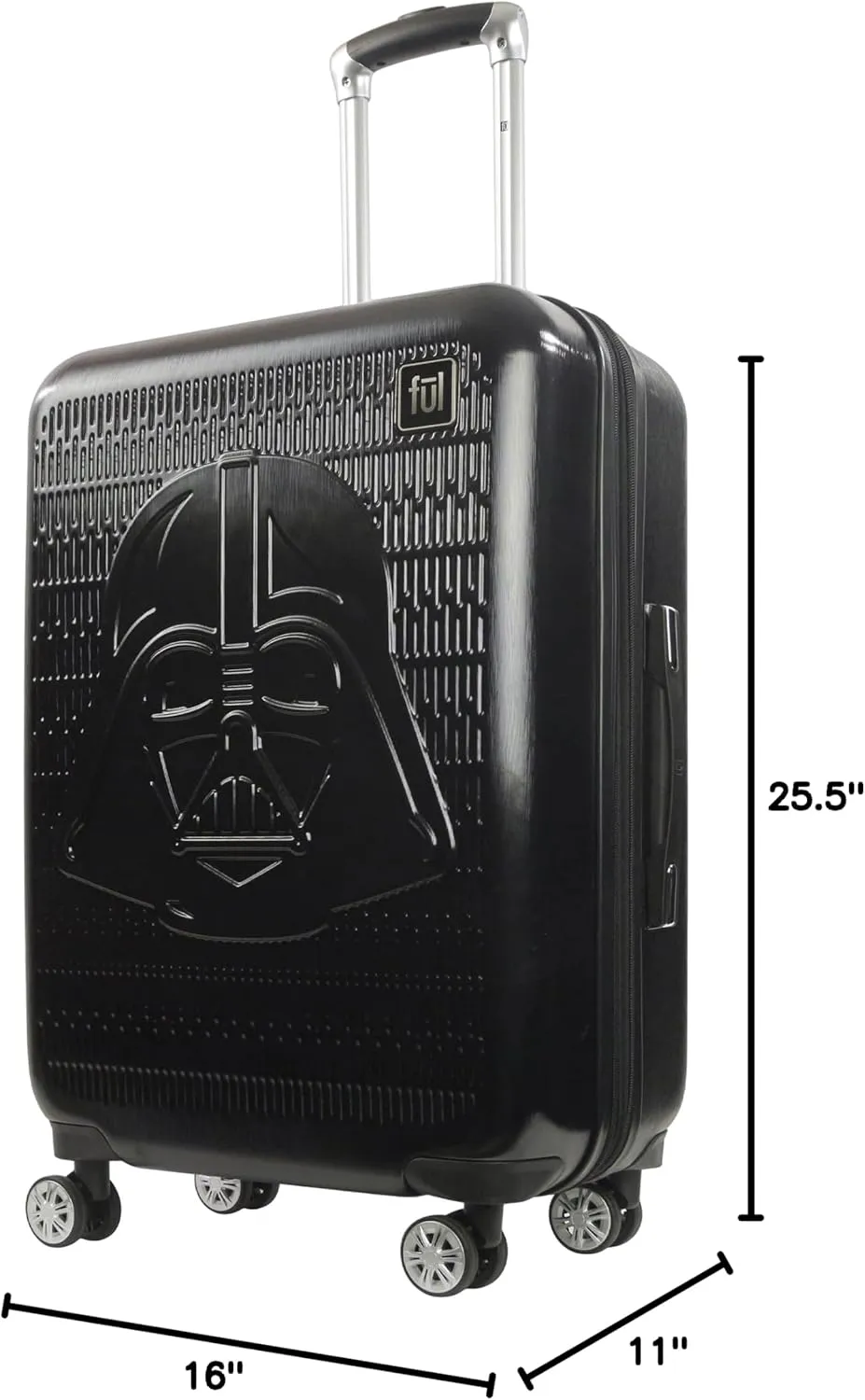 FUL Star Wars Darth Vader 25 Inch Rolling Luggage, Embossed Hardshell Suitcase with Wheels, Black