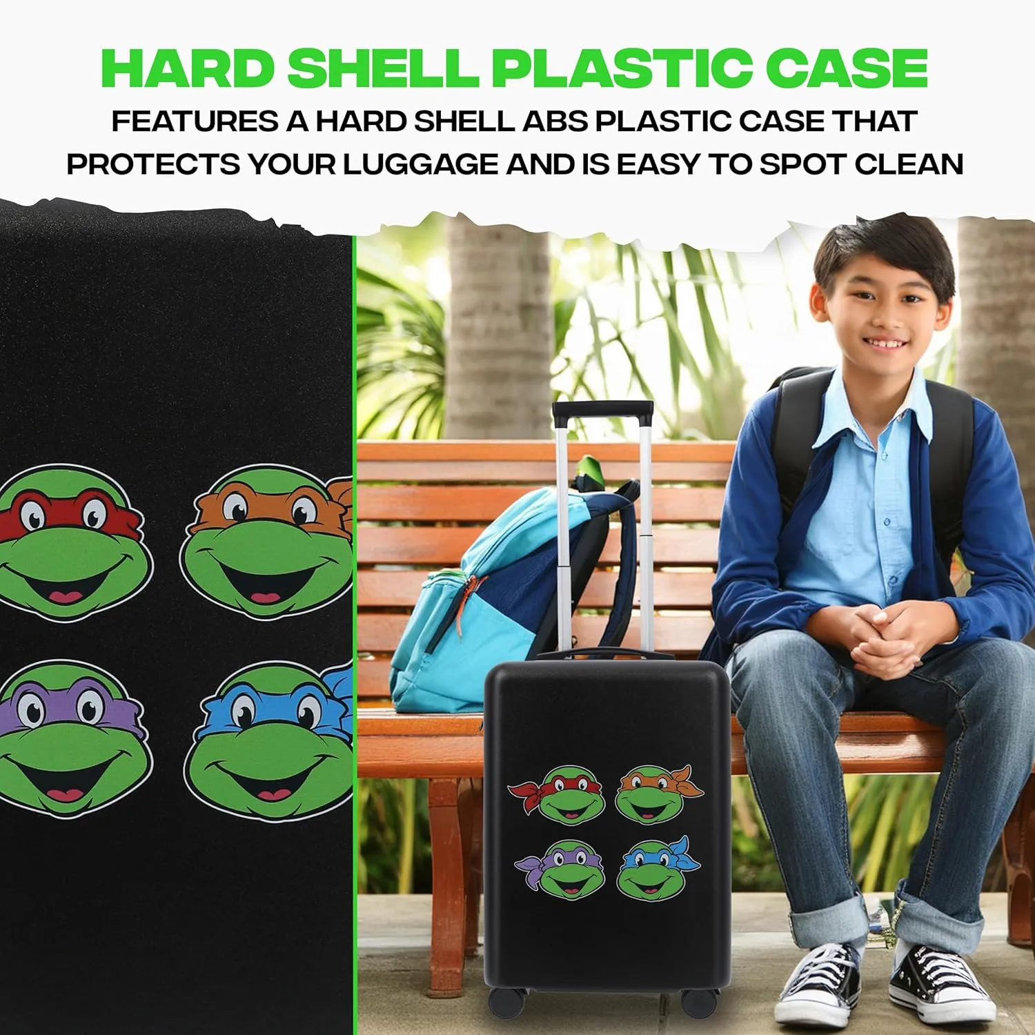 FUL Teenage Mutant Ninja Turtles 22.5 Inch Carry On Luggage, Suitcase with Spinner Wheels, Black