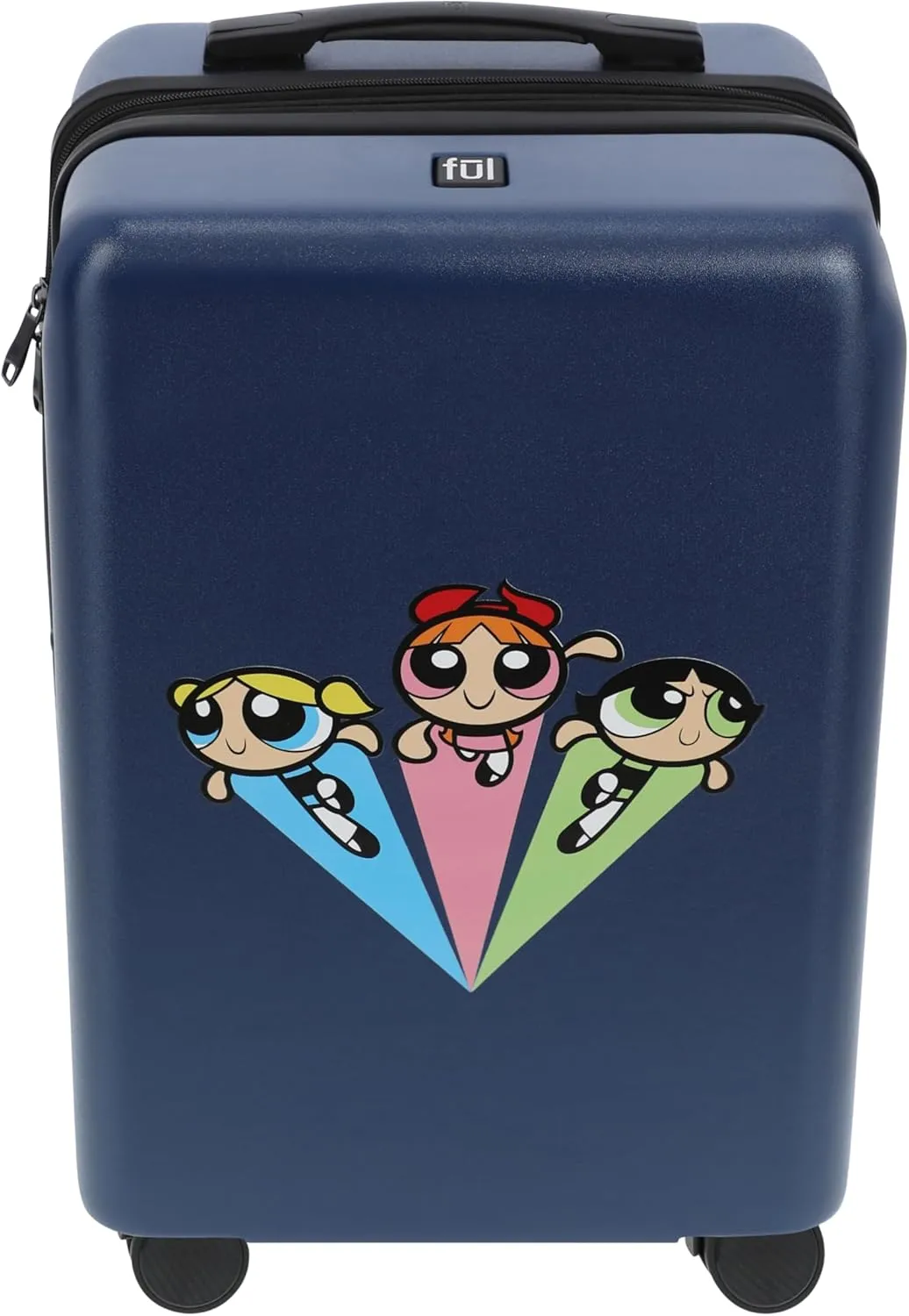 FUL The Powerpuff Girls 22.5 Inch Carry On Luggage, Hardshell Rolling Suitcase with Spinner Wheels, Blue