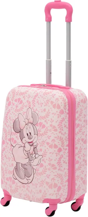 FUL Unisex Kid's Disney Minnie Mouse 21 Inch Carry On Luggage, Hardshell Rolling Suitcase with Spinner Wheels, Pink-Floral