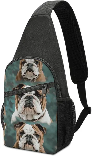 Funny English Bulldog Sling Bag Lightweight Crossbody Shoulder Backpacks Hiking Travel Daypack Chest Bag for Women Men