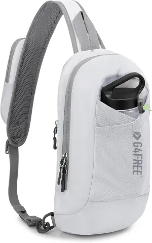 G4Free Sling Bag RFID Blocking Crossbody Backpack with Front Pocket Hiking Daypack Chest Bag for Women Men, White