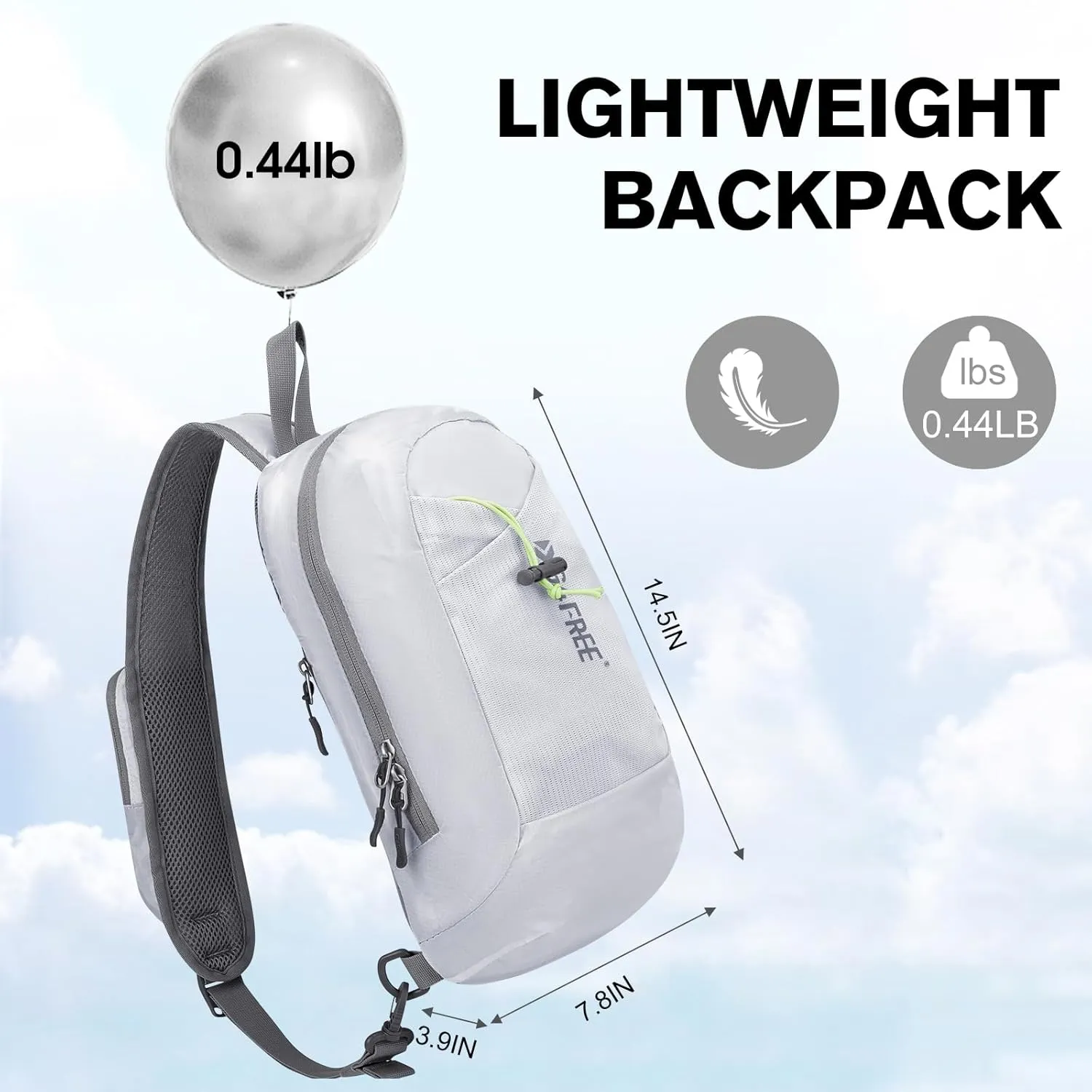 G4Free Sling Bag RFID Blocking Crossbody Backpack with Front Pocket Hiking Daypack Chest Bag for Women Men, White