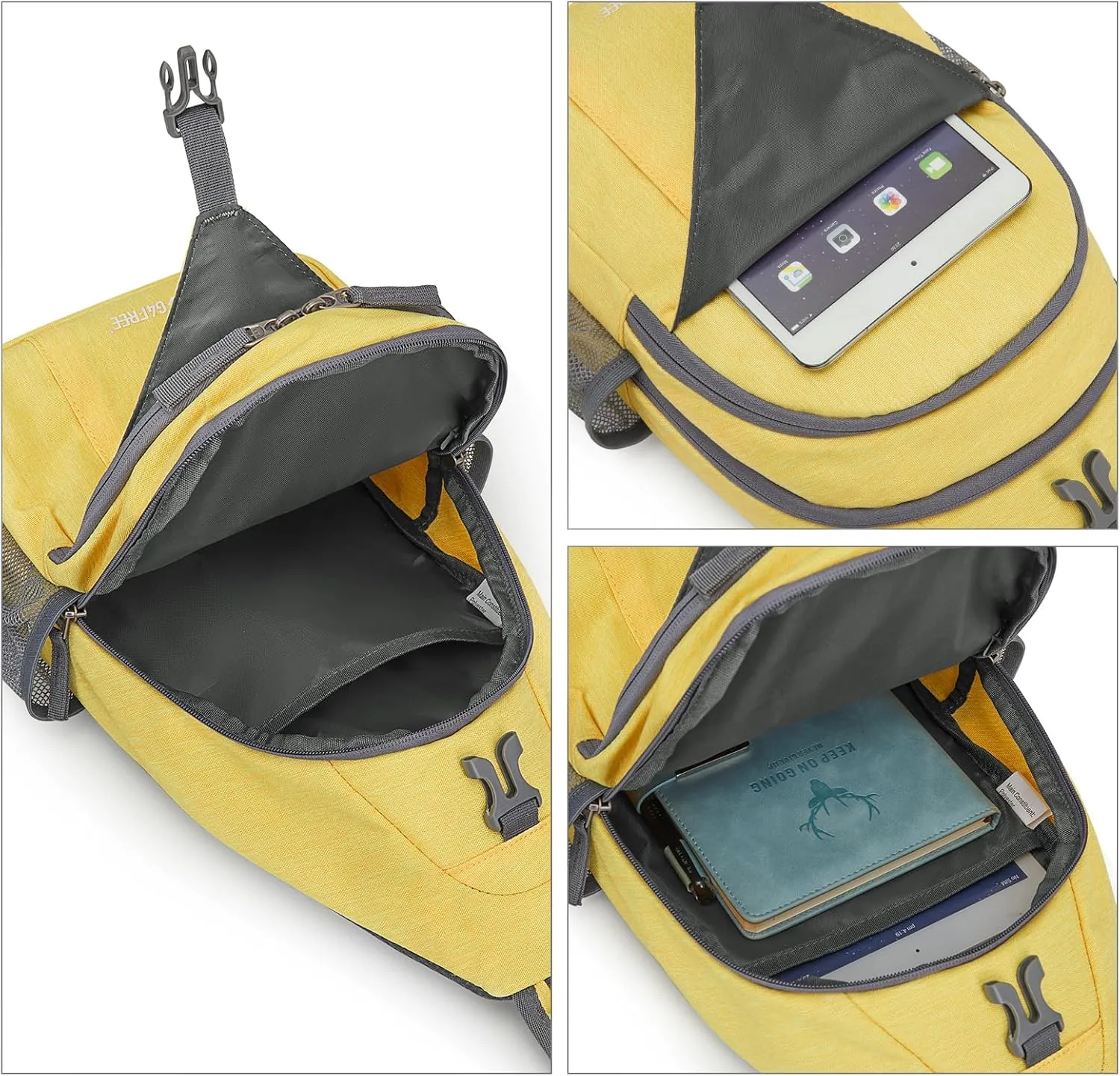 G4Free Sling Bag RFID Blocking Sling Backpack Crossbody Chest Bag Daypack for Hiking Travel(Yellow)