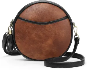 GAEKEAO Vegan Leather Crossbody Bags for Women Circle Cross Body Shoulder Bag Purses Handbags with Adjustable Straps