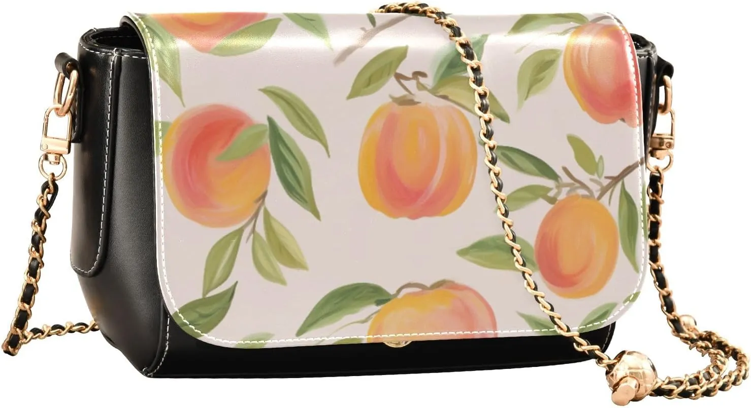 GAIGEO Two Painted Flowers Crossbody Leather Shoulder Bags, Leather Crossbody Bags for Women, Leather Crossbody Bags