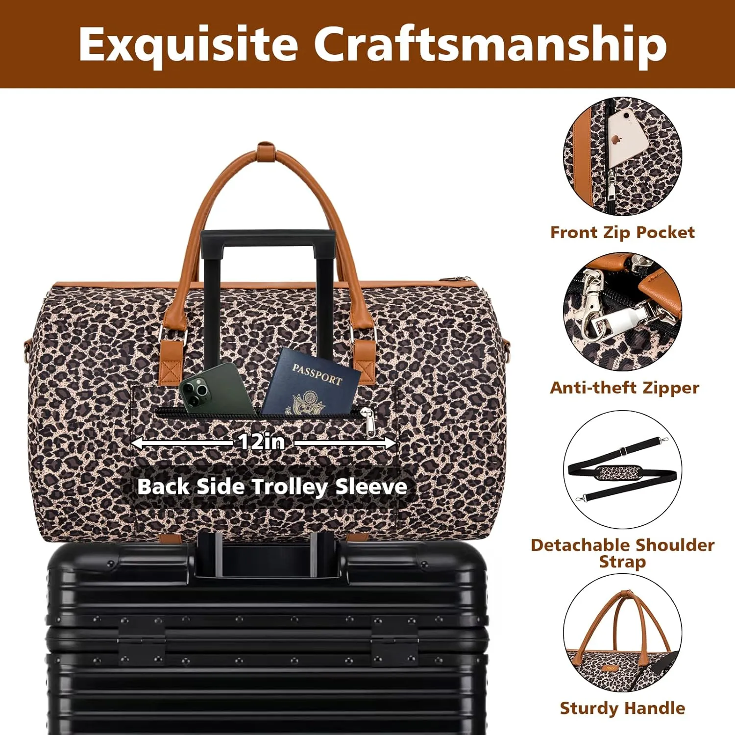 Garment Bag for Travel Convertible Carry On Garment Bag Large Travel Duffel Bags for Women 2 in 1 Hanging Suitcase Suit Travel Bags for Women & Men 3pcs Set