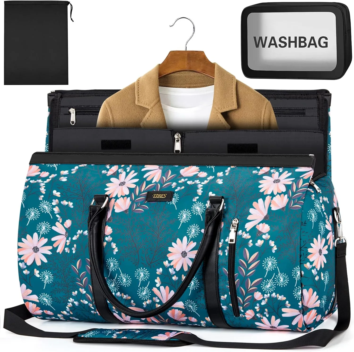Garment Bag for Travel Convertible Carry On Garment Bag Large Travel Duffel Bags for Women 2 in 1 Hanging Suitcase Suit Travel Bags for Women & Men 3pcs Set