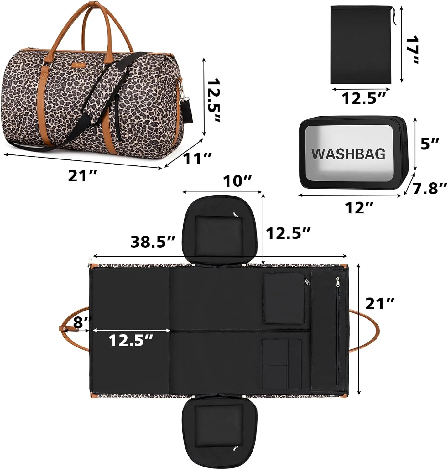 Garment Bag for Travel Convertible Carry On Garment Bag Large Travel Duffel Bags for Women 2 in 1 Hanging Suitcase Suit Travel Bags for Women & Men 3pcs Set