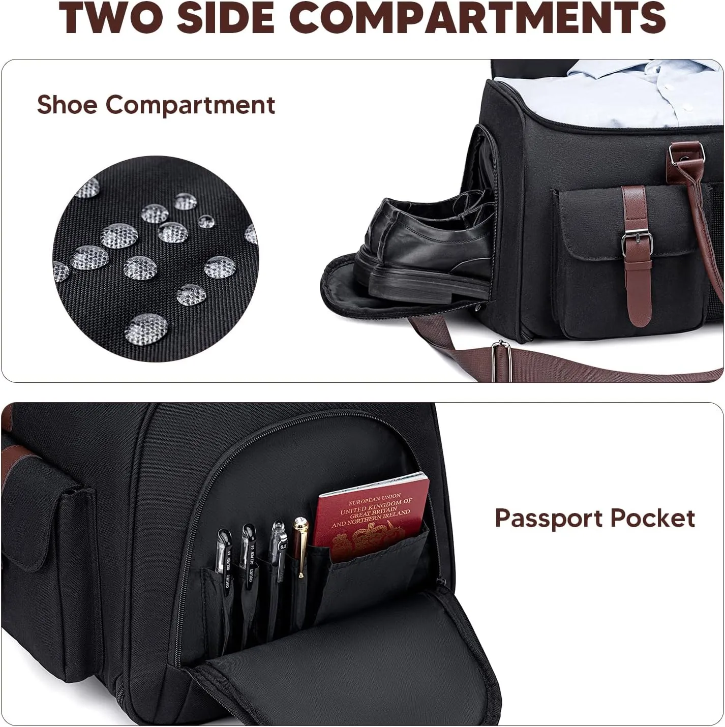 Garment Bag for Travel, Vessgra Carry on Convertible Garment Duffle Bags for Men Women with Shoe Compartment - 2 in 1 Hanging Suitcase Suit Travel Bags