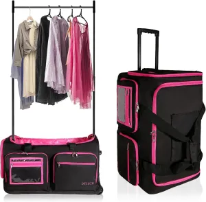 Garment bags for travel,28"dance bag with coat hanger, clothes rack dance suitcase, clothes rack for hanging clothes,Rolling garment bags with wheels