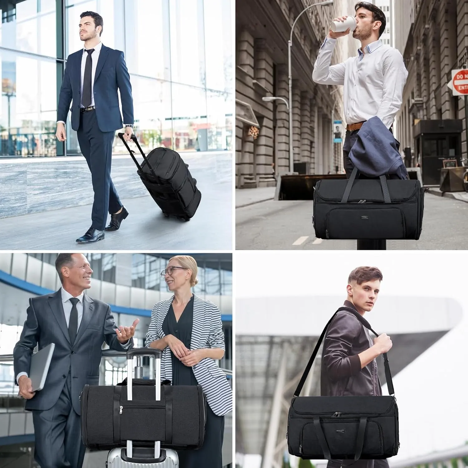 Garment Bags with Wheels, Garment Convertible Weekender Bags, Large Garment Bags for Travel, Duffle Luggage Bag Garment Bag (Black)