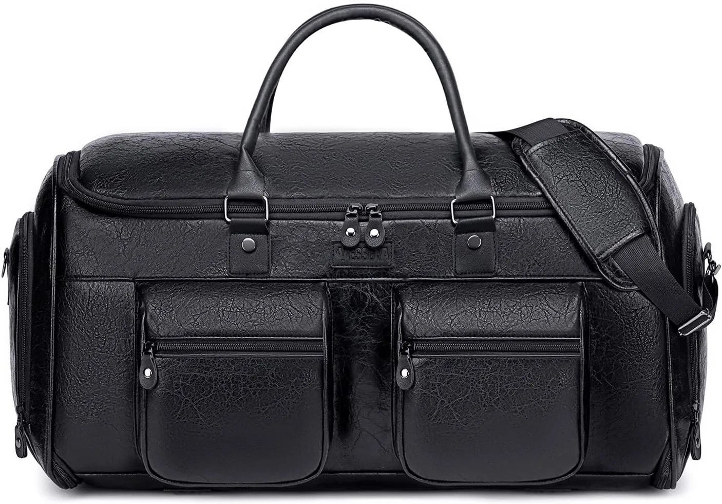 Garment Duffle Bag for Travel, Convertible Garment Bag for Men Women, Leather Travel Garment Bag Carry On, 2 in 1 Hanging Suitcase Suit Travel Bags with Shoe Pouch, Detachable Shoulder Strap